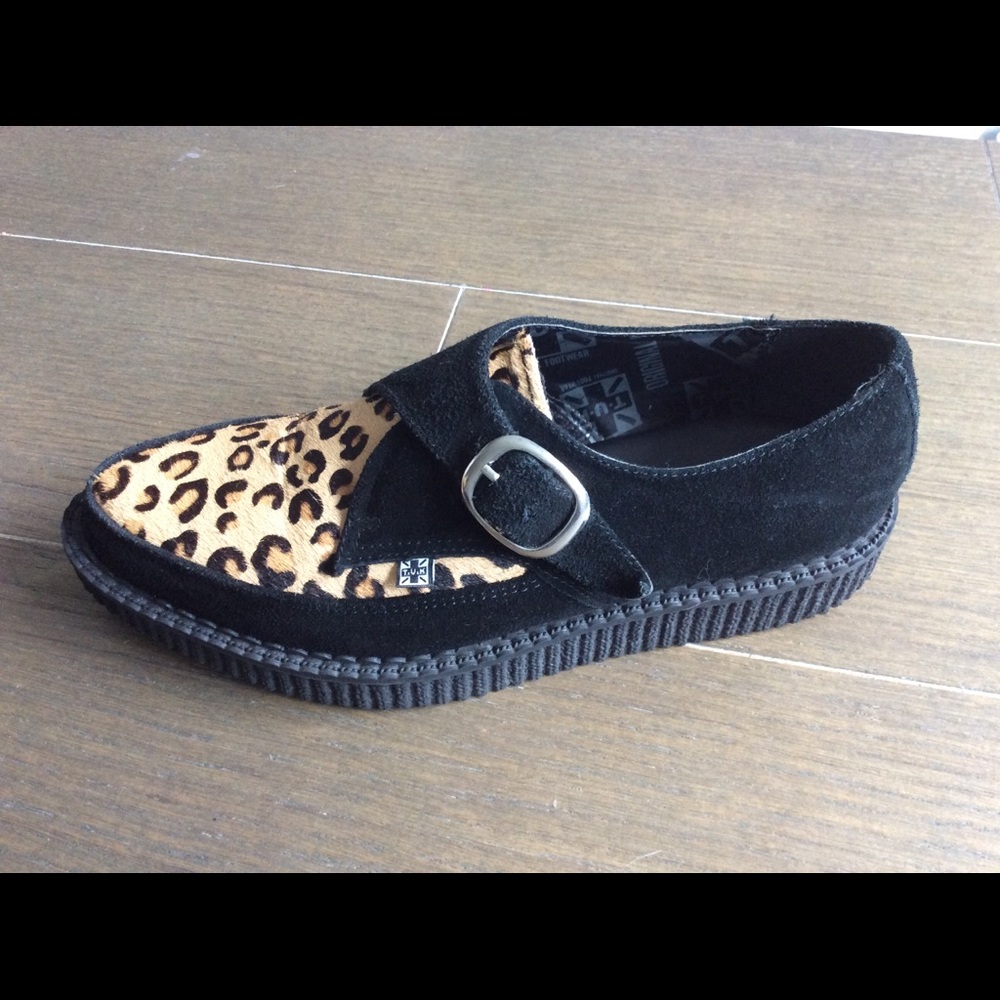 TUK Shoes Black Suede Leopard Cowhair